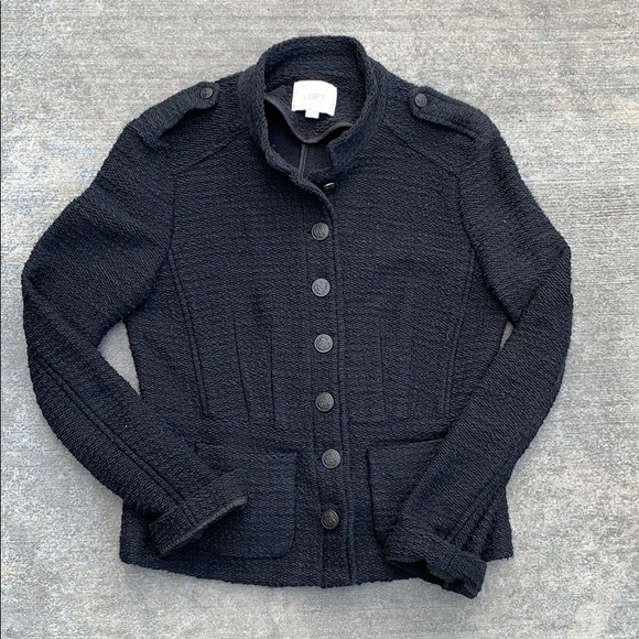 Loft Mandarin Collar Textured Blazer, Size 4 - Picture 1 of 2